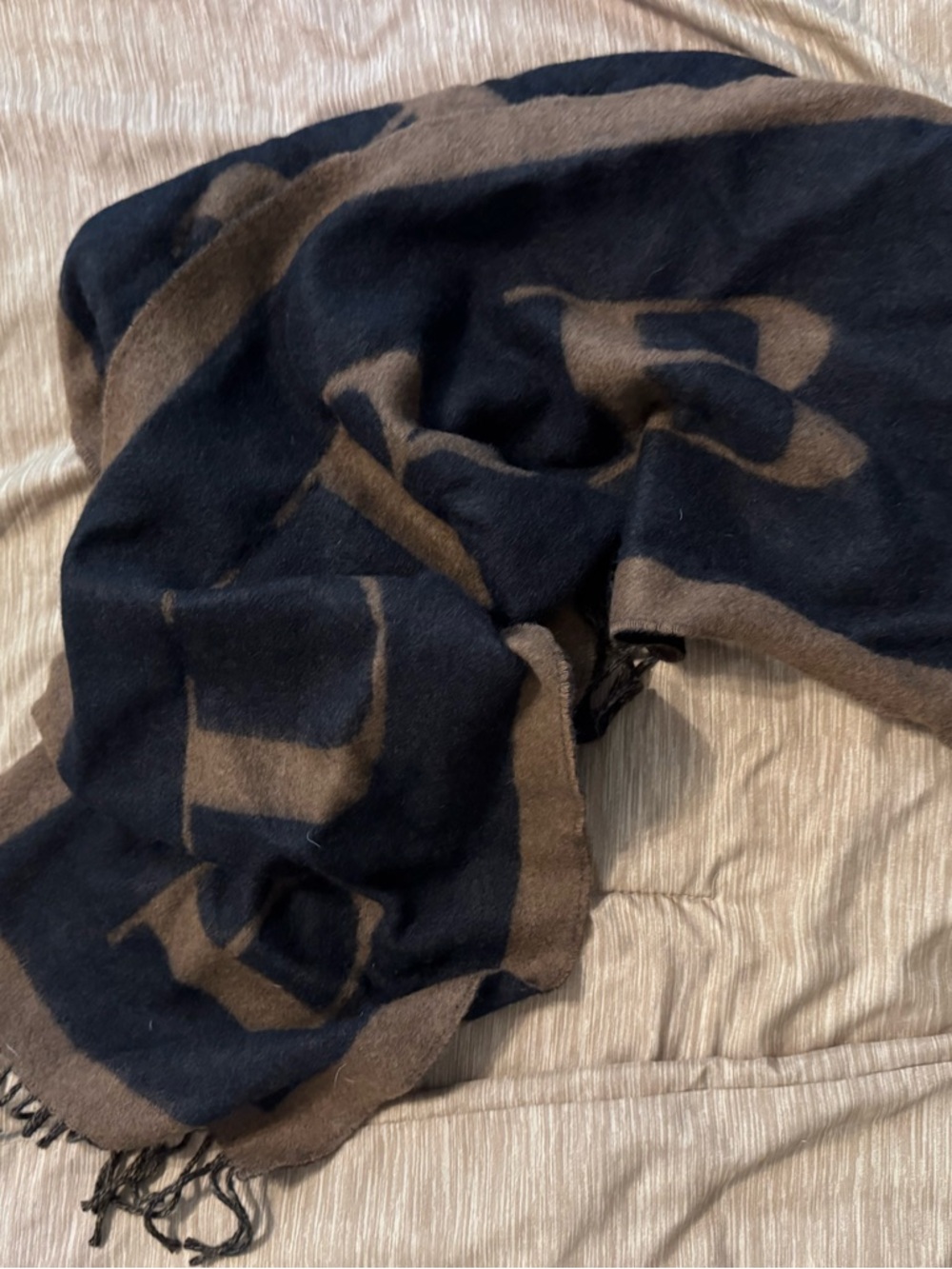 Burberry Brown and Black Monogram Logo Scarf - Picture 2 of 2